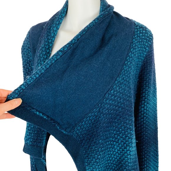 Coldwater Creek Cardigan Women's M 10-12 Blue Gradient Wool Blend Draped Open - Picture 1 of 9